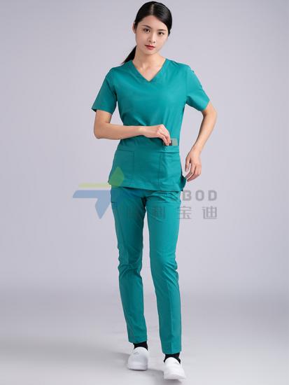 Classic Women's 5-Pocket Pure Polyester Sky Blue Scrub Suit